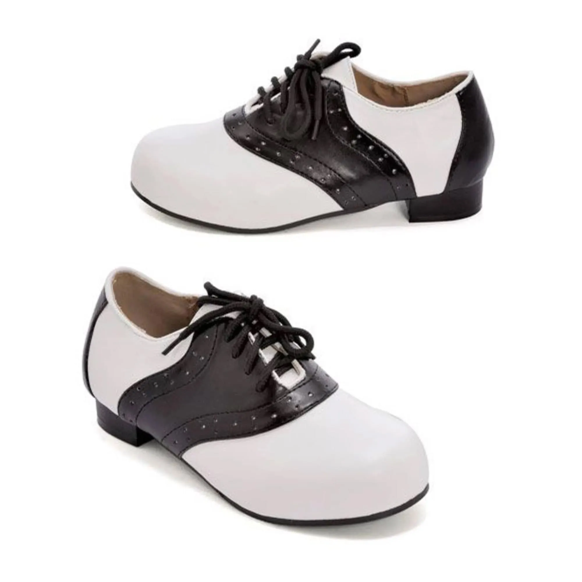 Saddle Shoe 1" Heel Child Shoes, White/Black