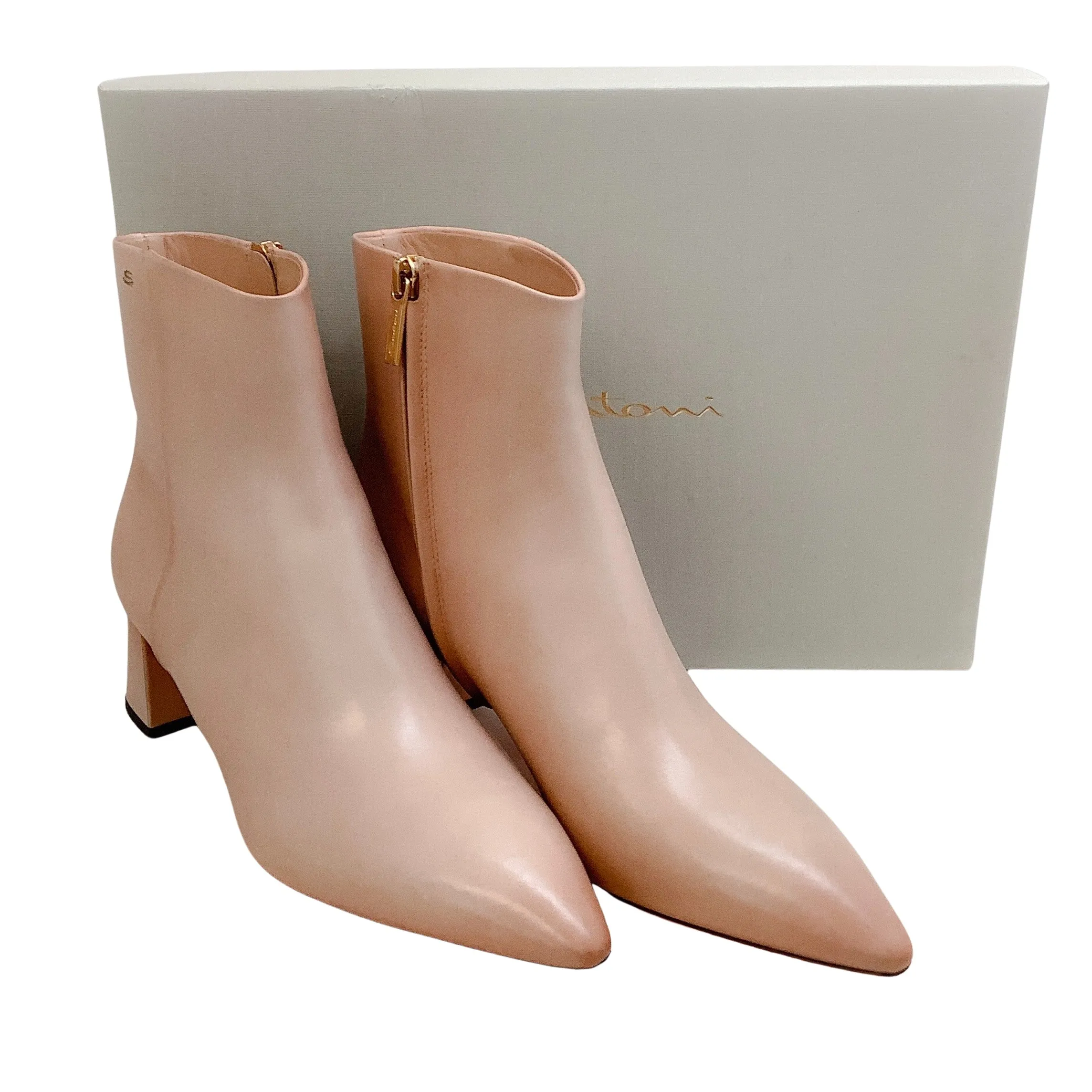 Santoni Tan Leather Habiba Booties