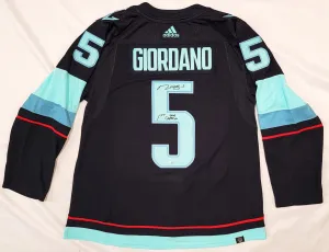 Seattle Kraken Mark Giordano Autographed Blue Adidas Authentic Jersey Size 54 With 2021-22 Inaugural Patch "1st Sea Captain" Fanatics Holo #B389979