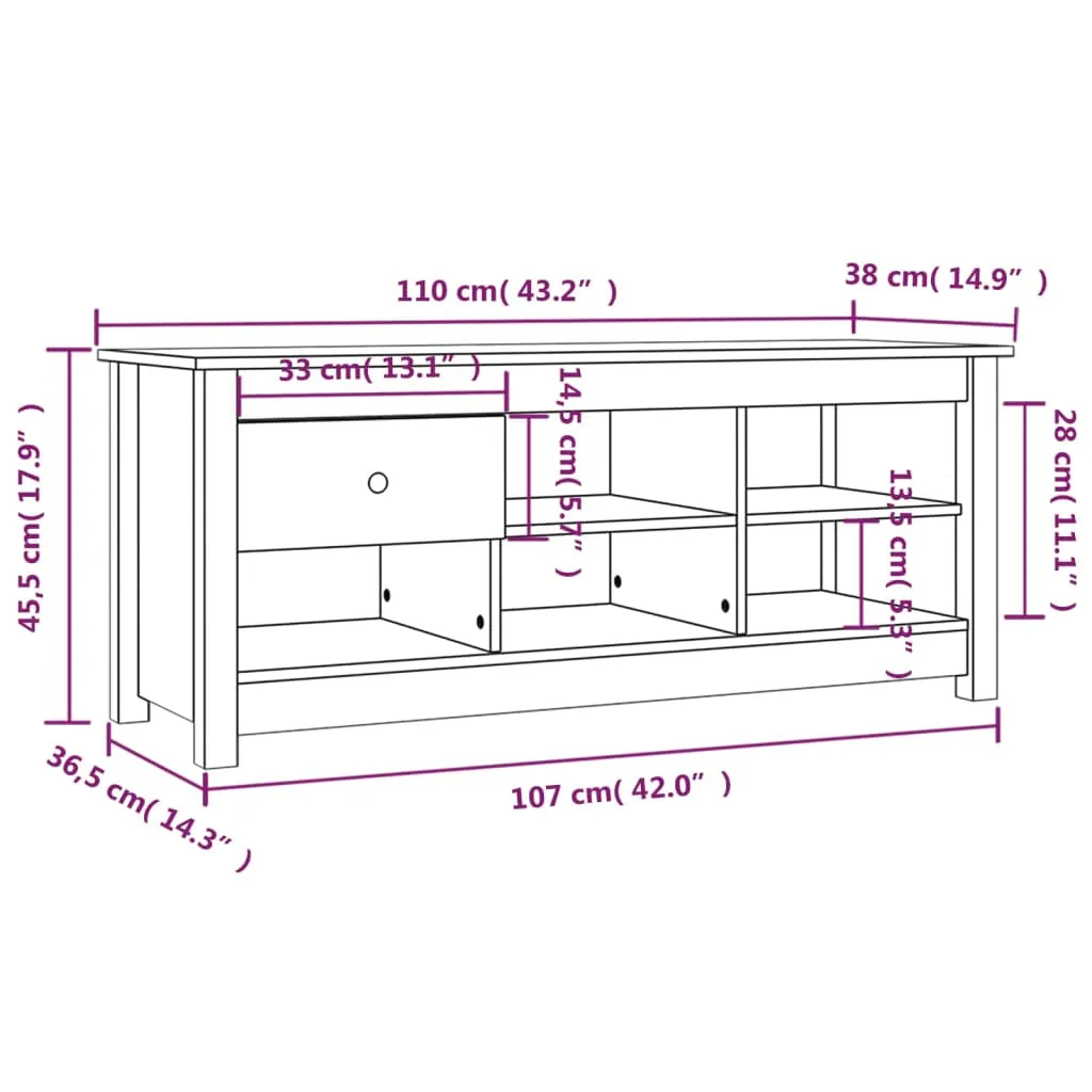 Shoe Cabinet Honey Brown 110x38x45.5 cm Solid Wood Pine