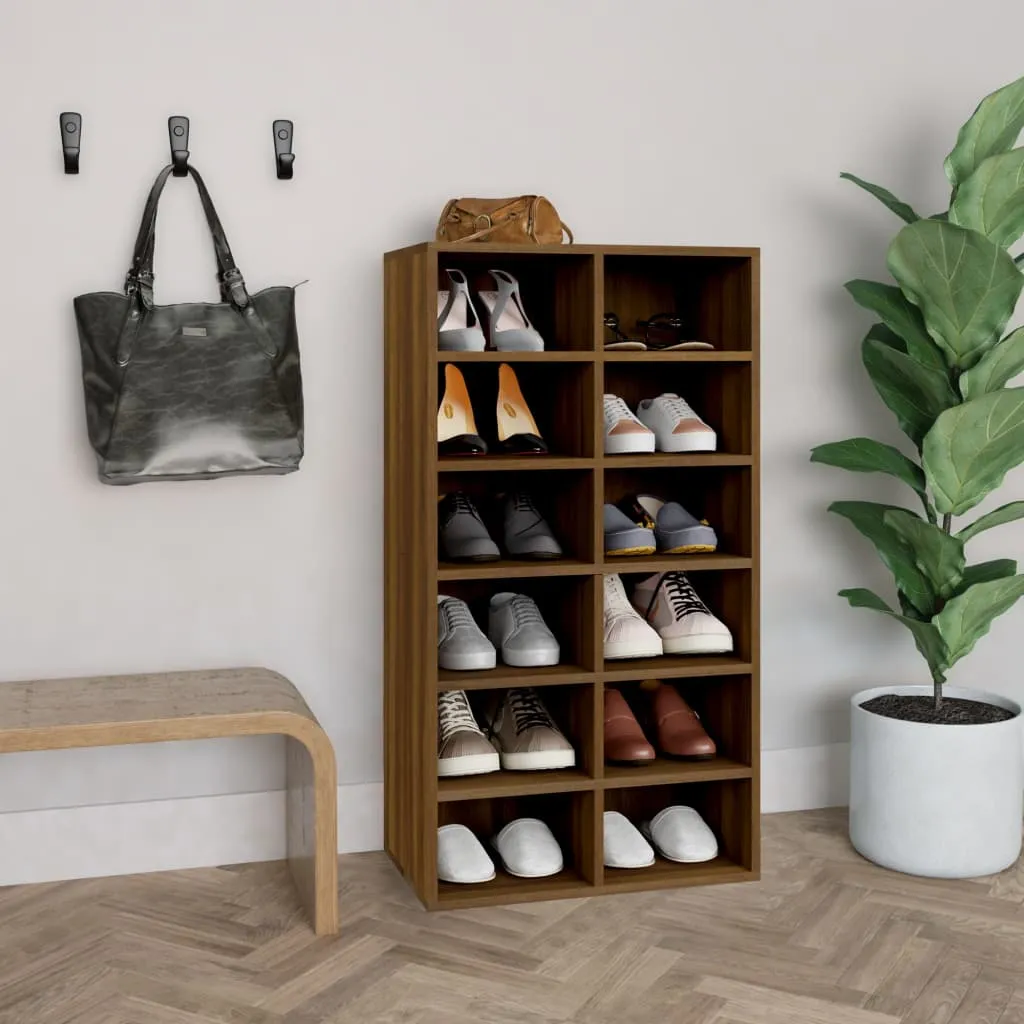 Shoe Rack Brown Oak 54x34x100.5 cm Engineered Wood