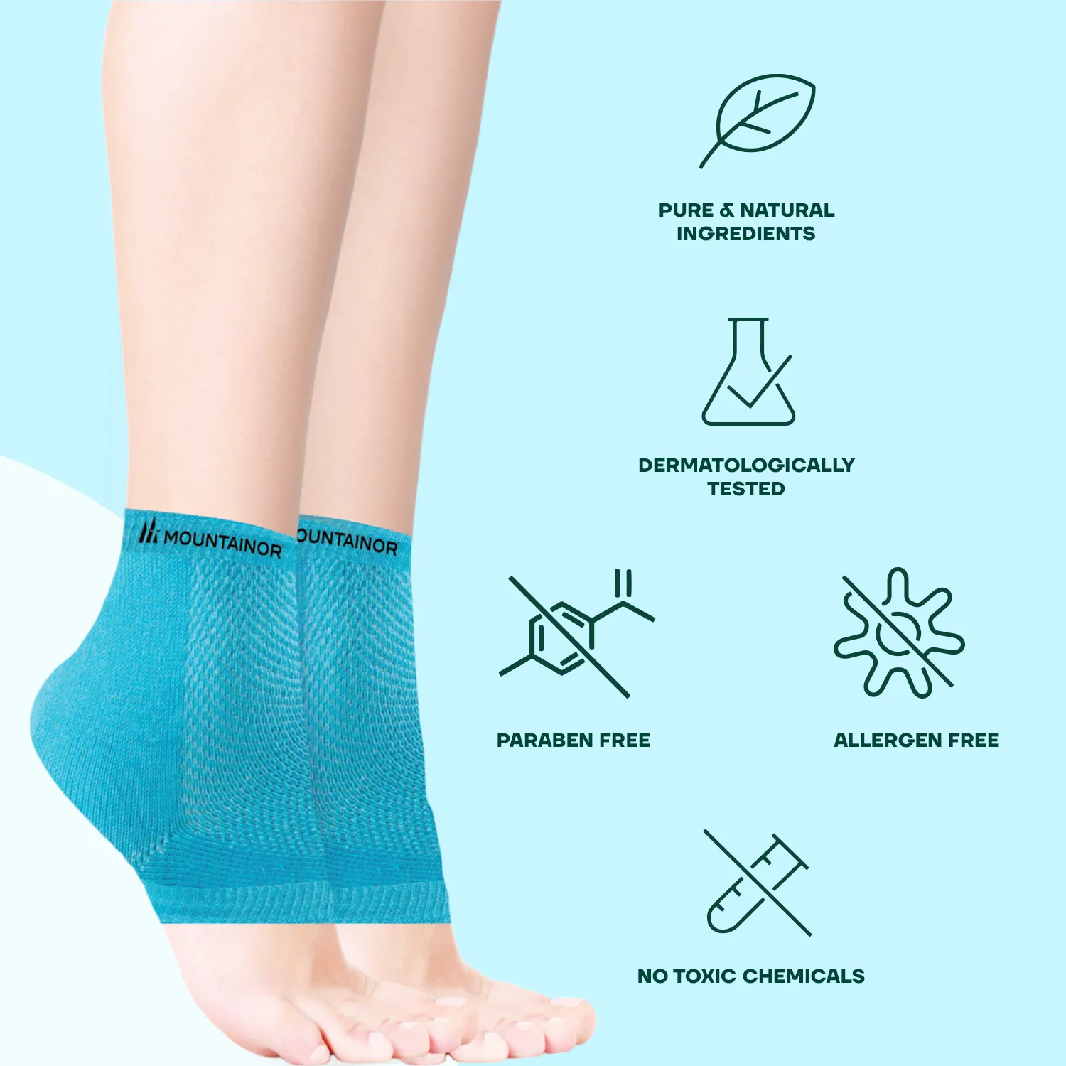 Silicone Gel Heel Socks🧦 for Dry Hard Cracked Heel Repair Pad (Free Size, 1 Pair), Blue🔵