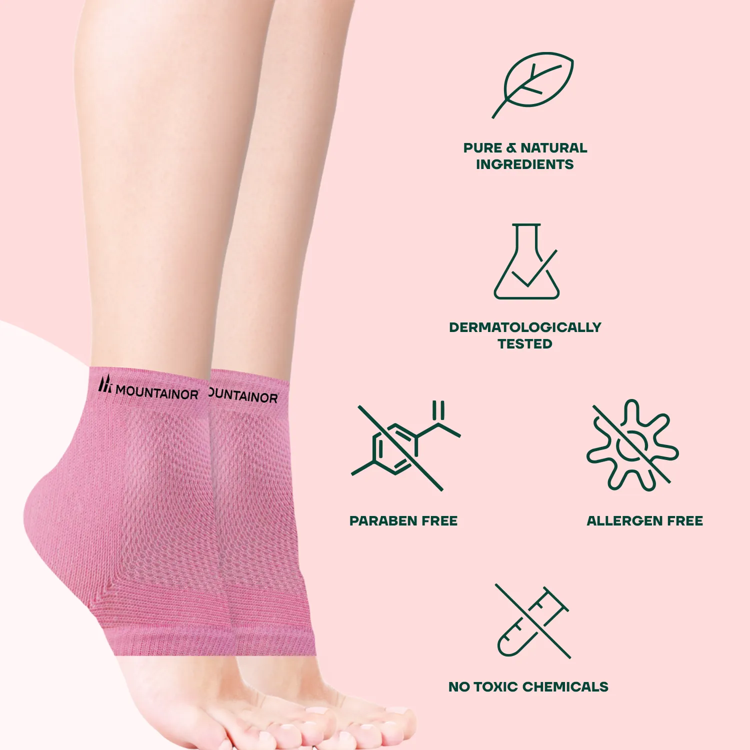 Silicone Gel Heel Socks🧦 for Dry Hard Cracked Heel Repair Pad (Free Size, 1 Pair) - Pink⭕