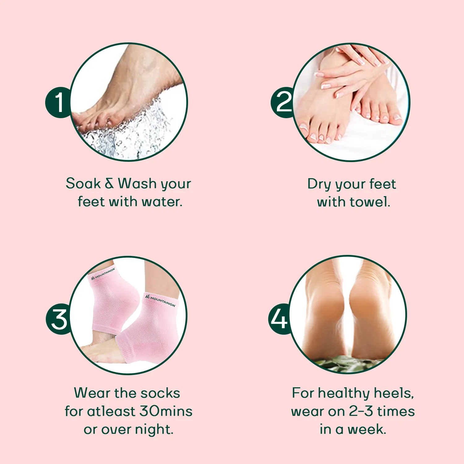 Silicone Gel Heel Socks🧦 for Dry Hard Cracked Heel Repair Pad (Free Size, 1 Pair) - Pink⭕