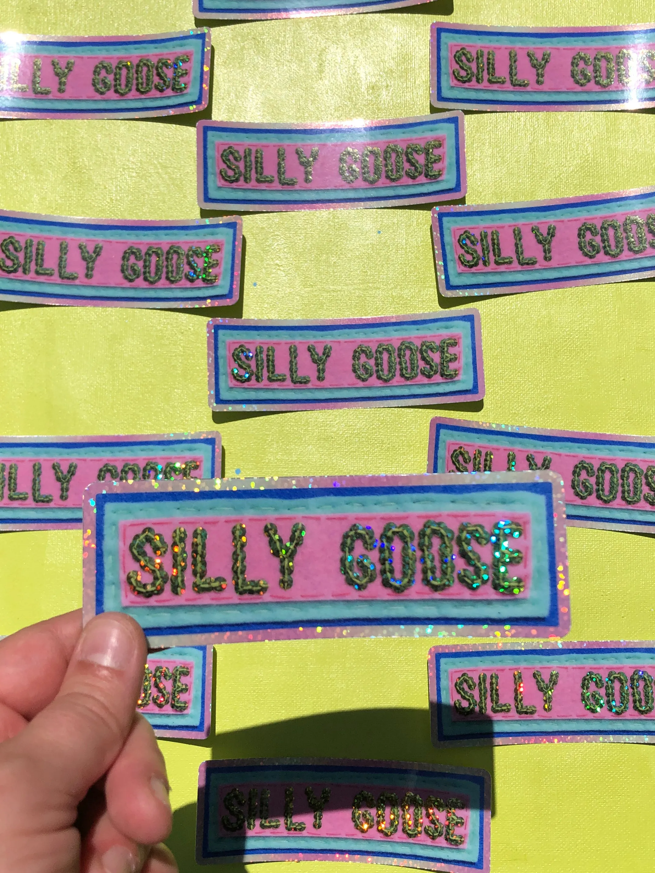 Silly Goose Sticker ~ Sequin Patch Inspired Waterproof Holographic Sticker