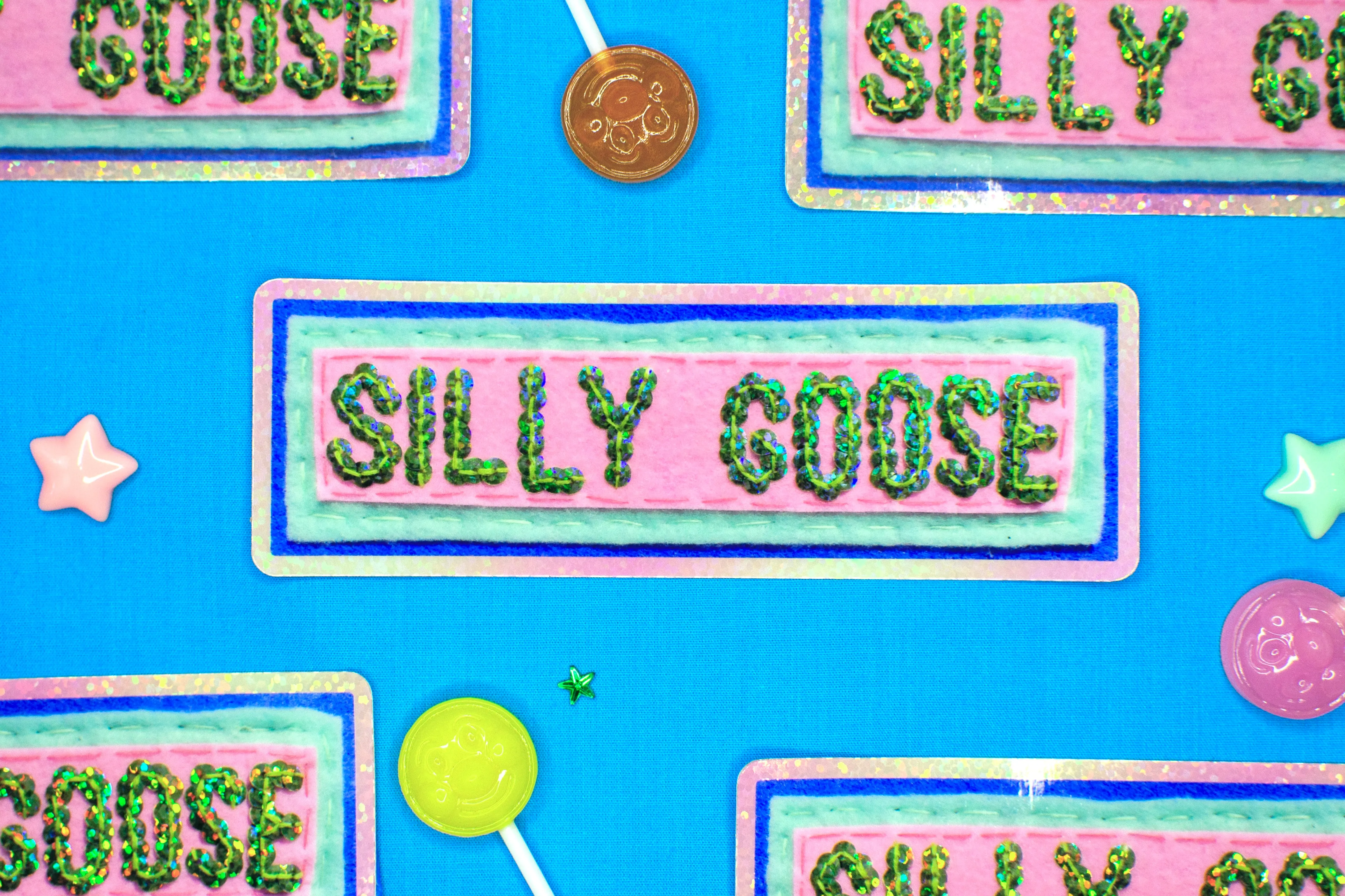 Silly Goose Sticker ~ Sequin Patch Inspired Waterproof Holographic Sticker