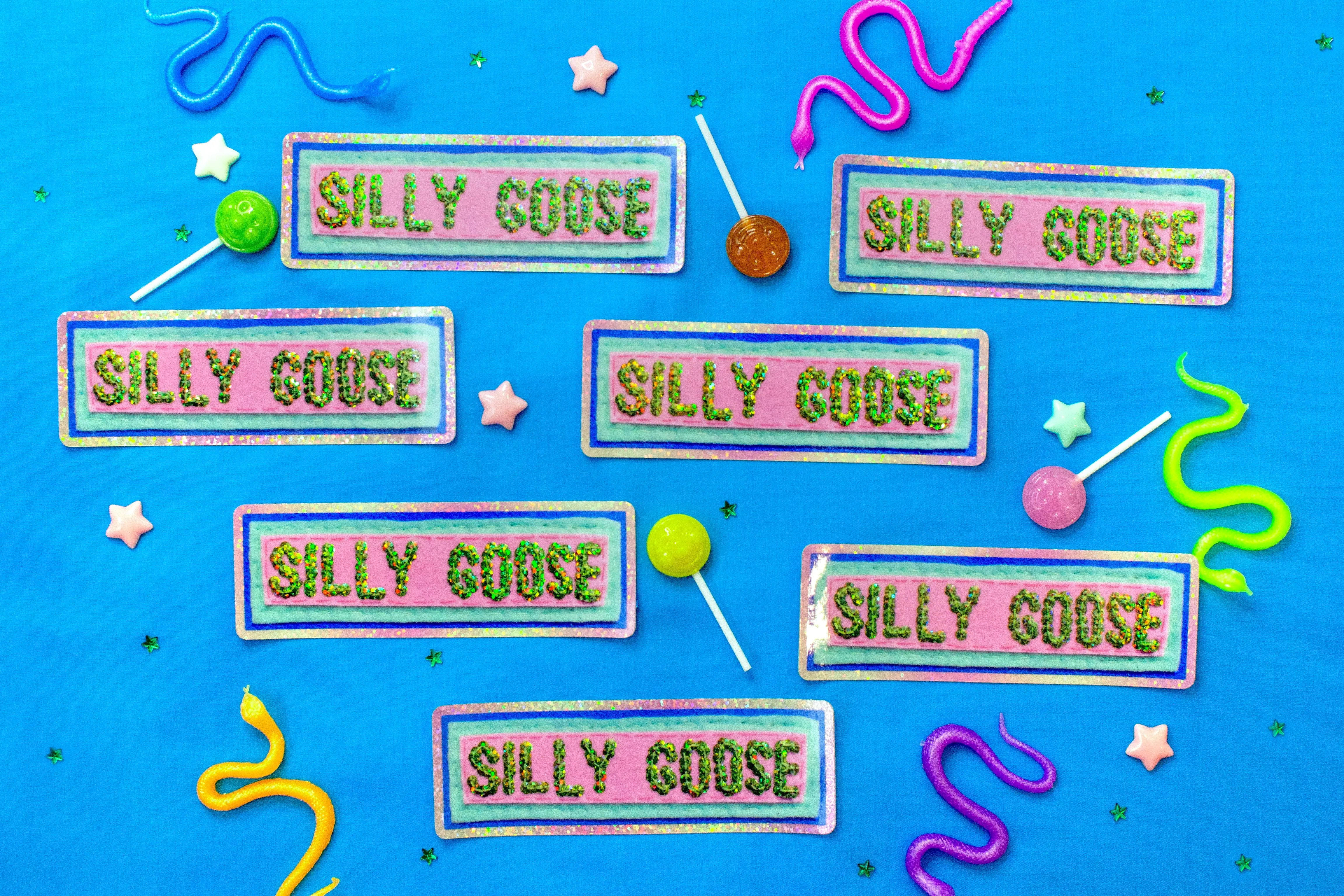 Silly Goose Sticker ~ Sequin Patch Inspired Waterproof Holographic Sticker