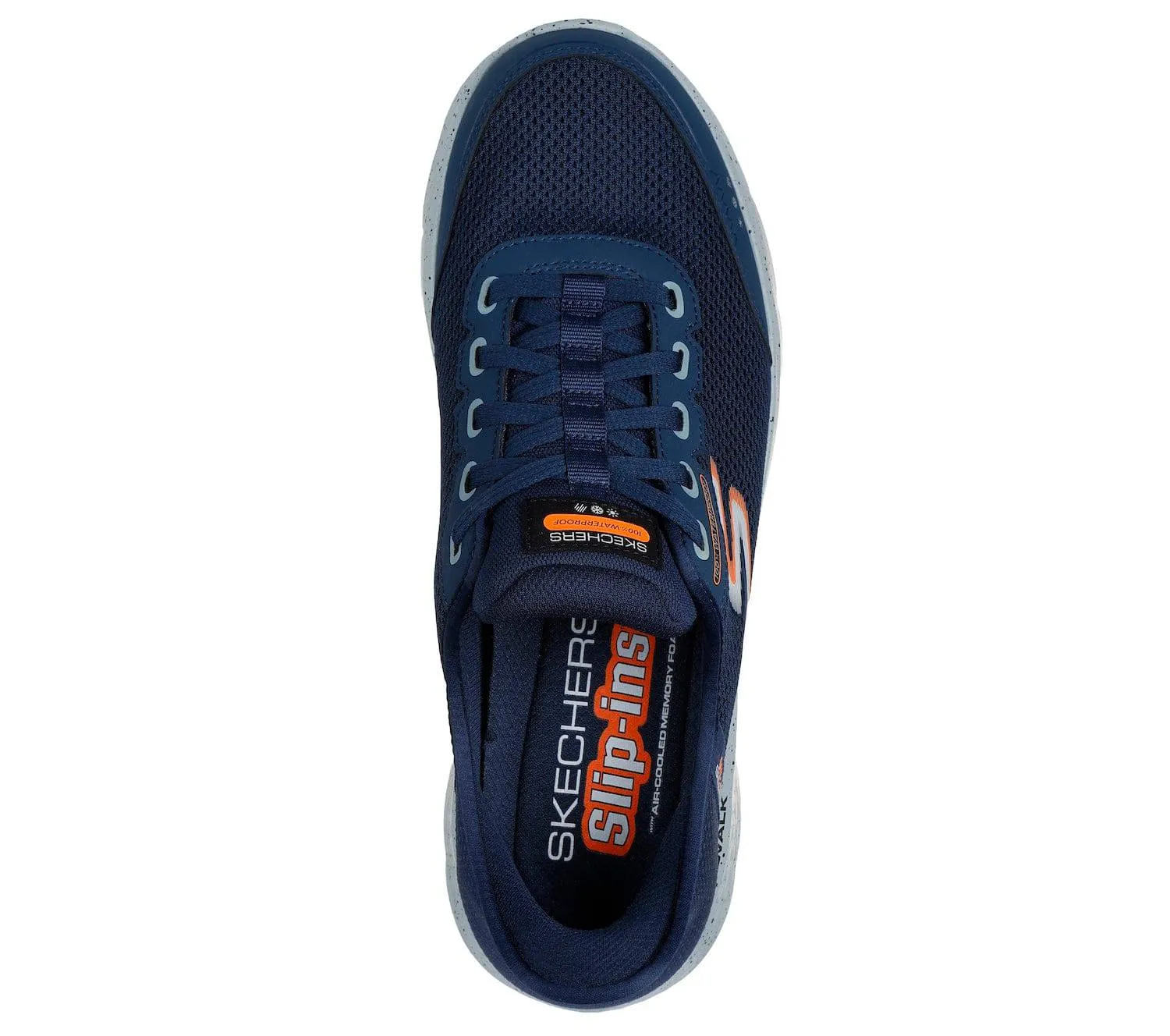 Skechers 216330 Go Walk Flex Waterproof Hands Free Mens Navy Textile Waterproof Slip On Trainers