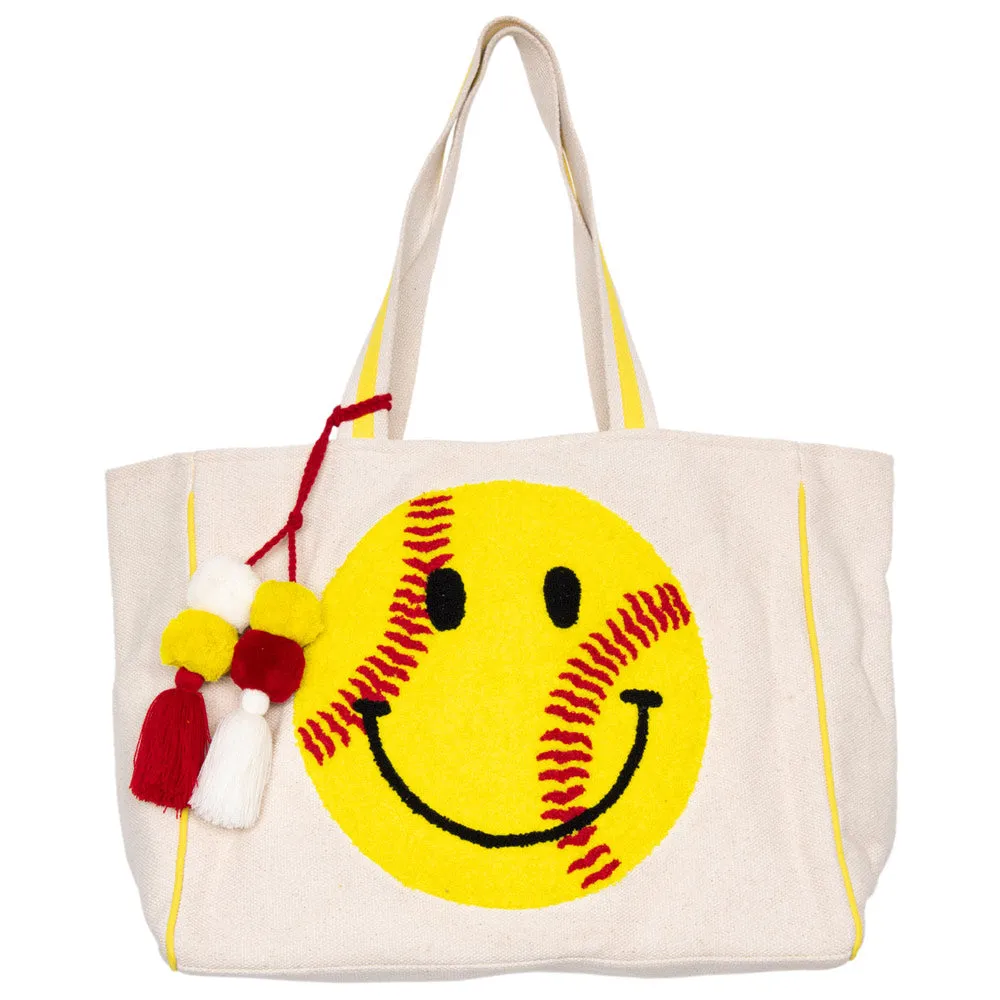 Softball Oversized Happy Face Wholesale Beach Bag Tote