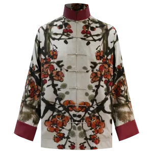 SPARKLE COLLECTION x HKMoA【PLUM BLOSSOMS】100% Silk Tang Jacket / Kung Fu Jacket (紅梅圖) (吳昌碩)