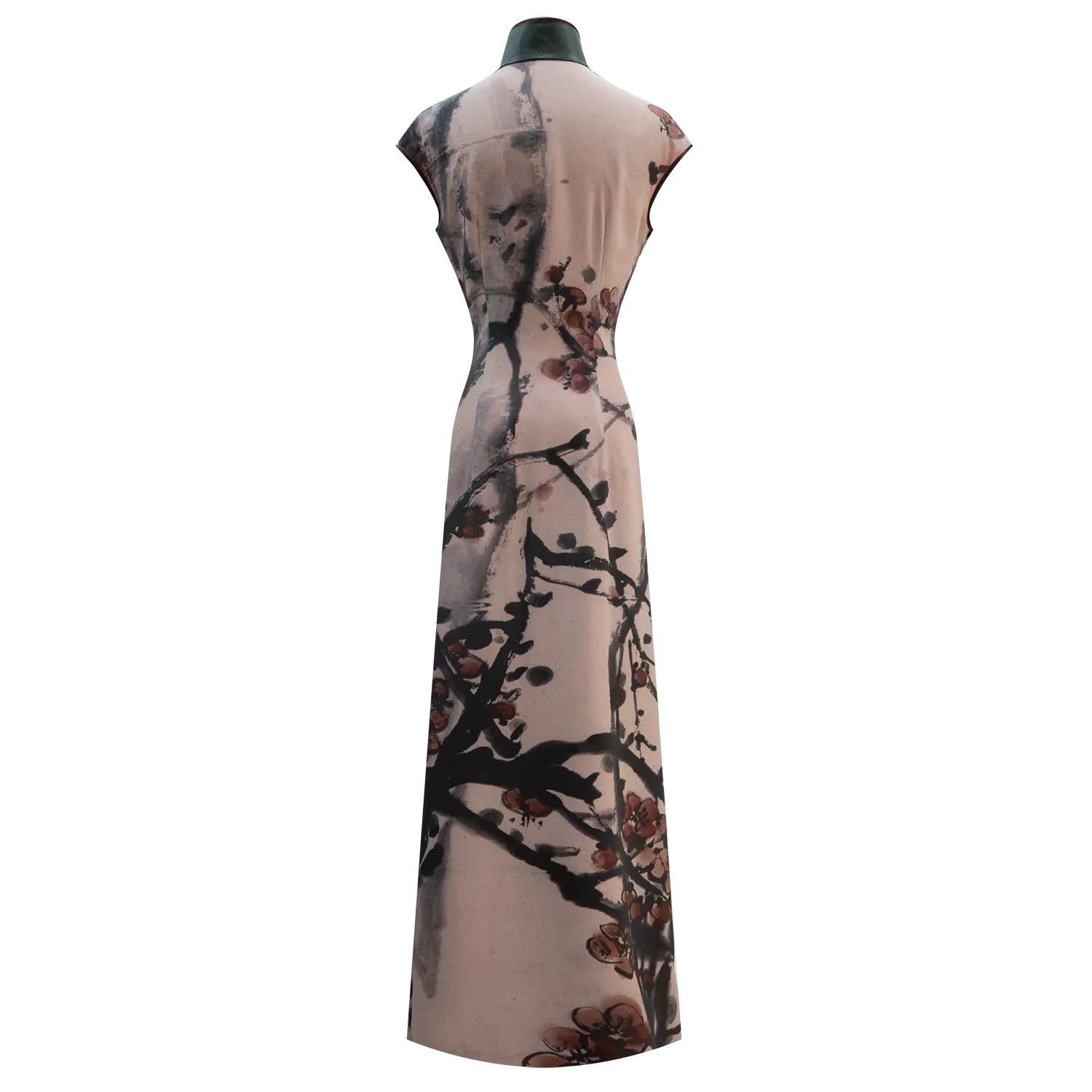 SPARKLE COLLECTION x HKMoA【PLUM BLOSSOMS】Masterpiece Collection Haute Couture 100% Silk Cheongsam (Cap Sleeve) (紅梅圖) (吳昌碩)