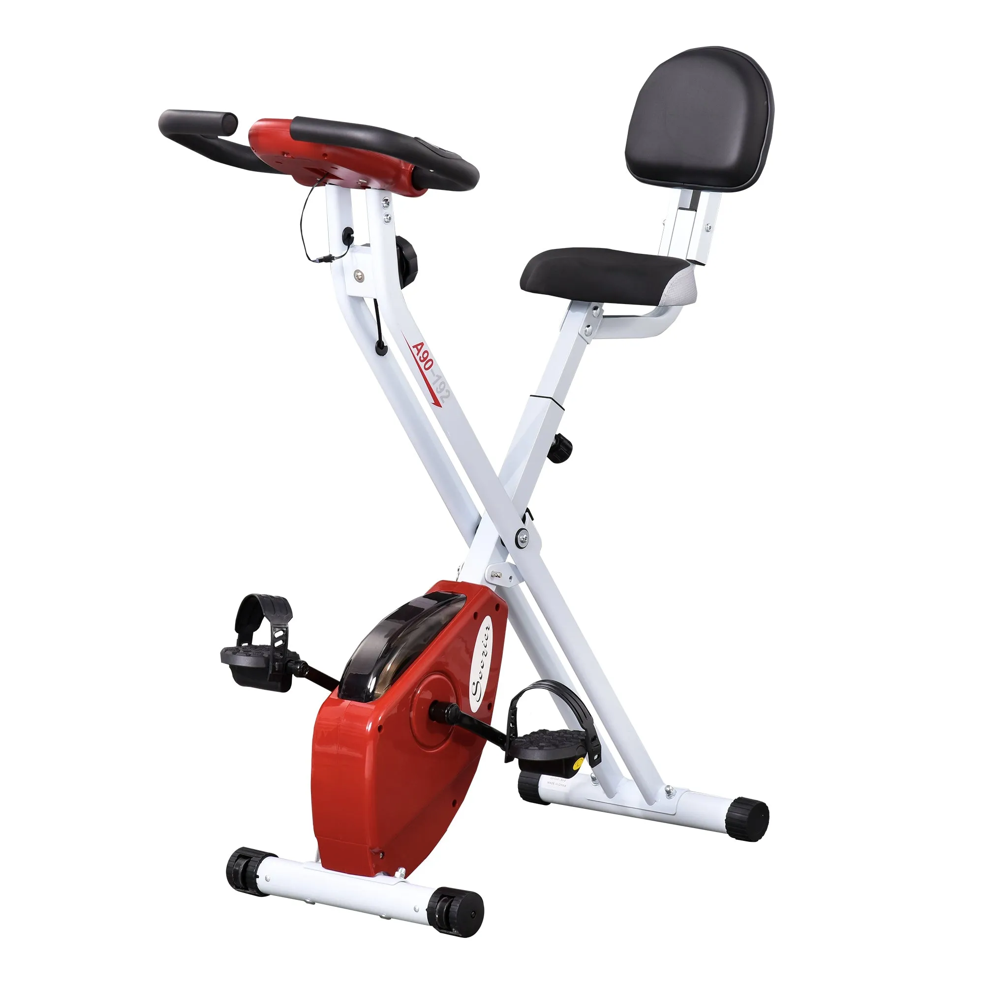 Steel Manual Stationary Bike Resistance Exercise Bike w/ LCD Monitor Red