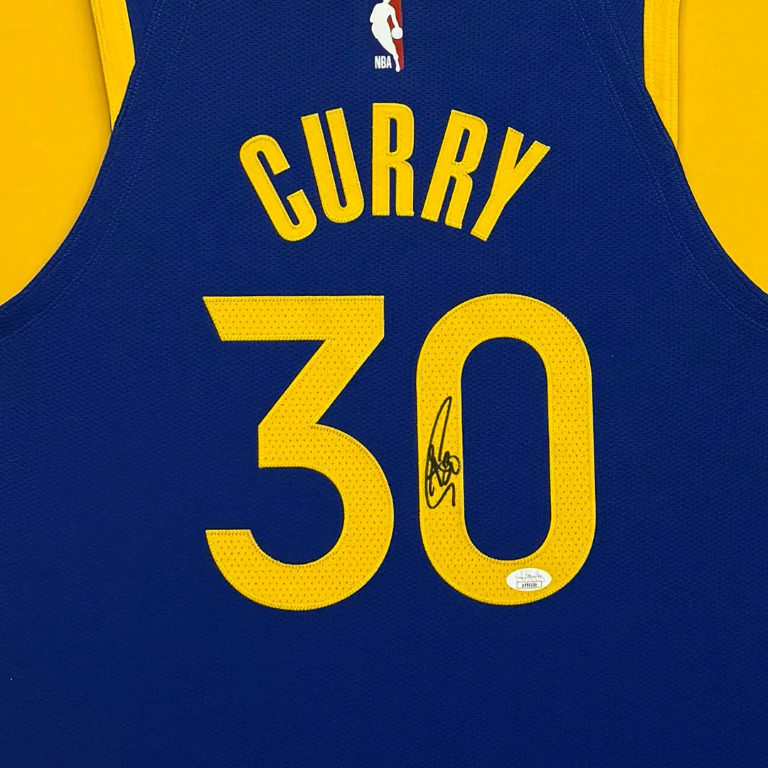 Steph Curry Signed Golden State Warriors Authentic Nike Vertical Custom Framed NBA Jersey