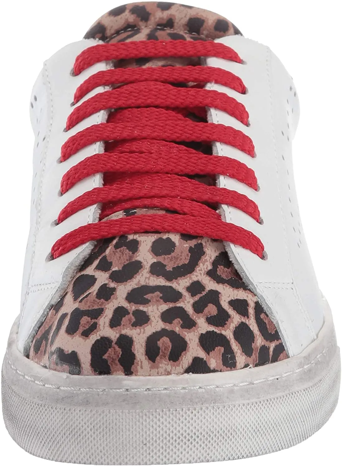 Steve Madden Women's Rezza Leather Distressed Sneakers WHITE LEOPARD