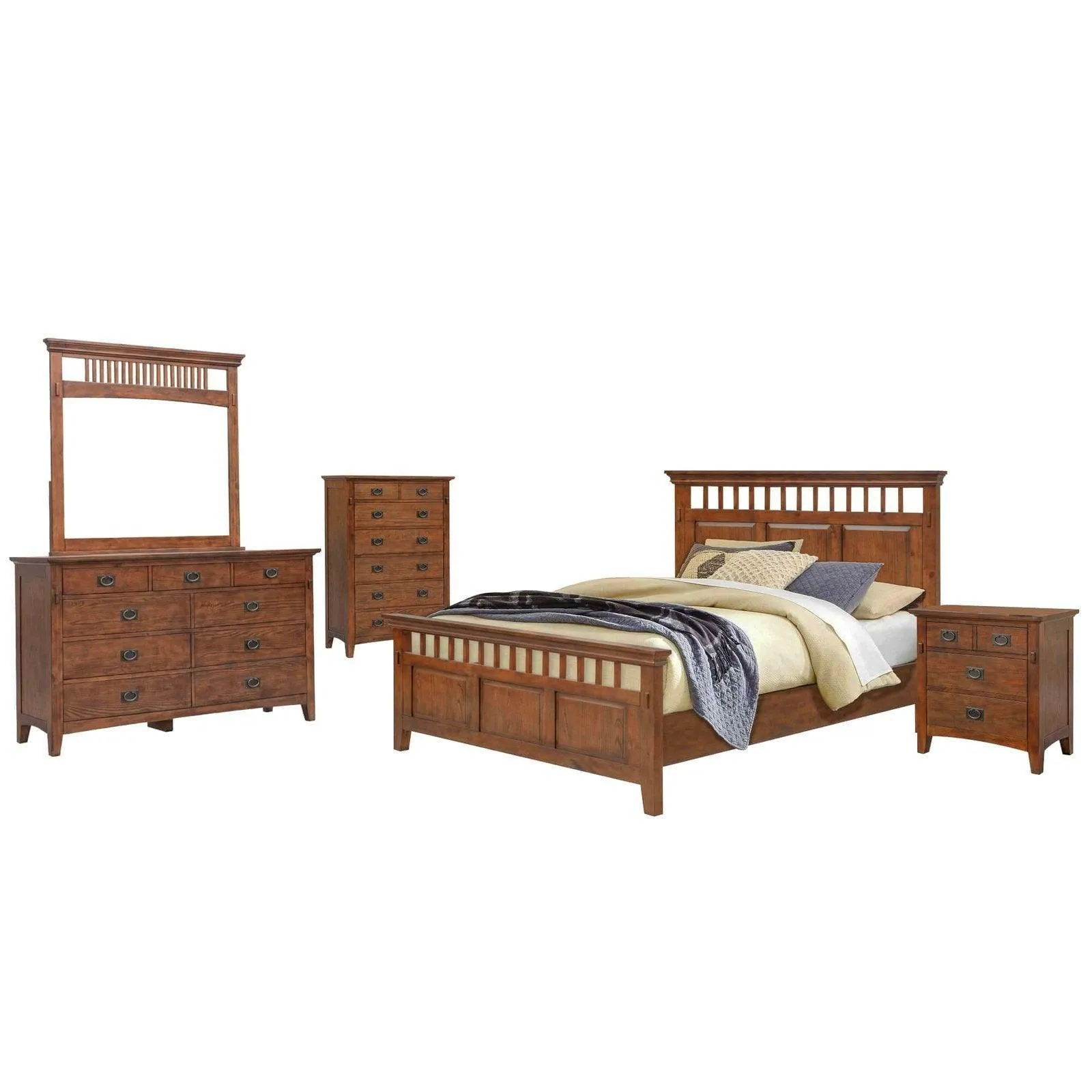 Sunset Trading Mission Bay 5 Piece Queen Bedroom Set in Amish Brown