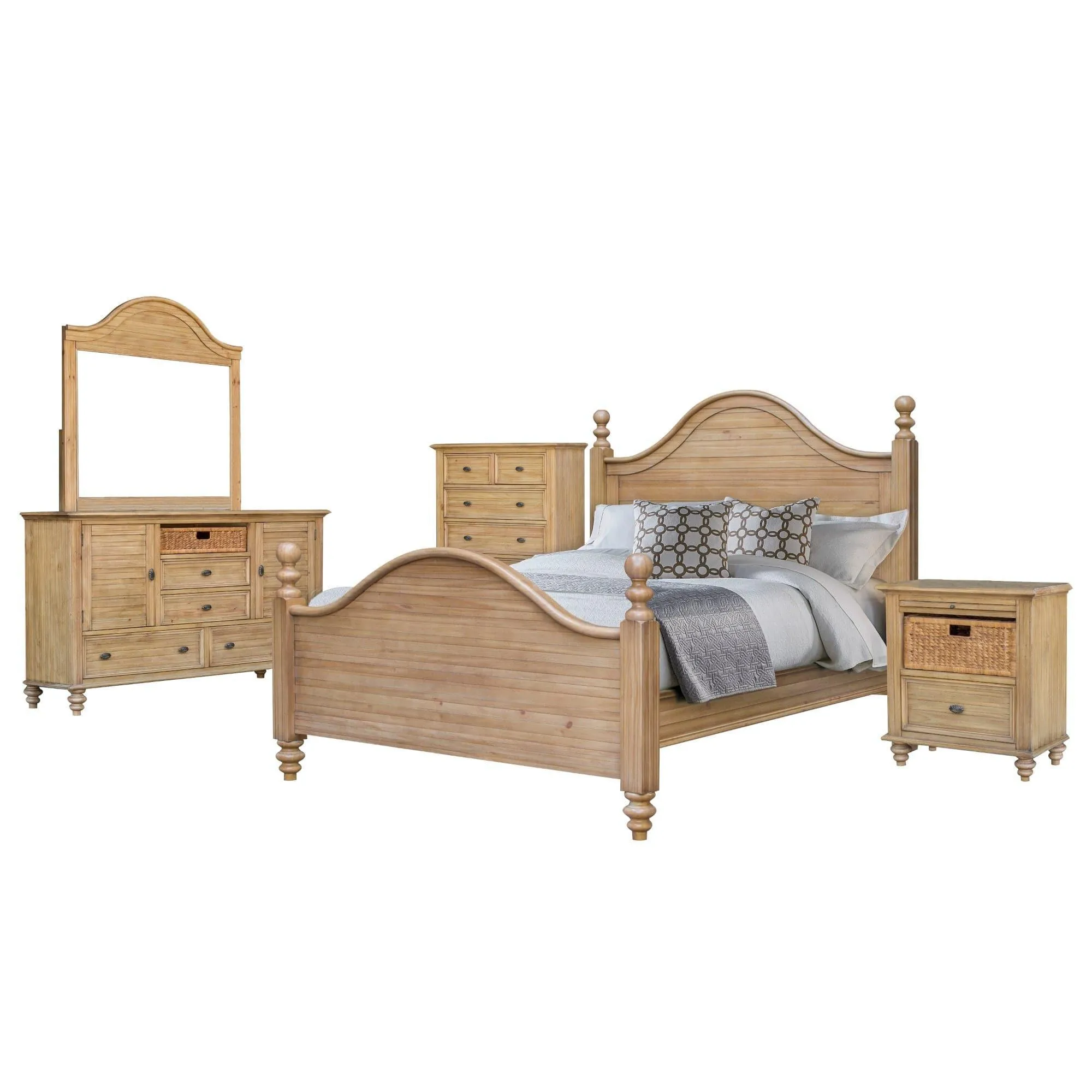 Sunset Trading Vintage Casual 5 Piece King Bedroom Set in Distressed Natural Maple