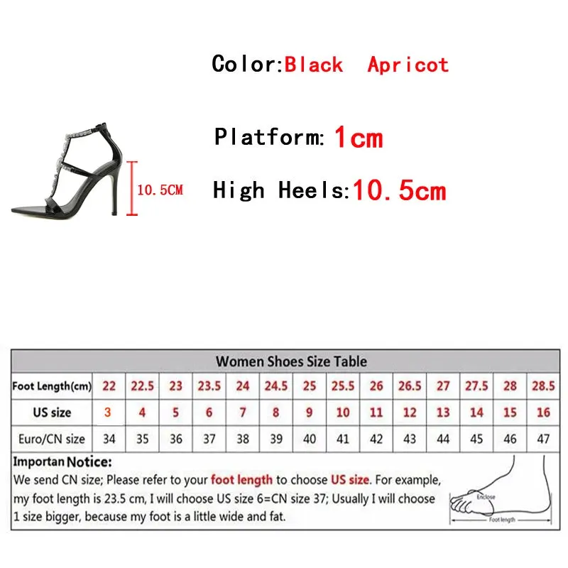 TAVIMART  -  Sexy Zip Cover Strap Women 10.5CM Stiletto Sandals Fashion Rhinestone Narrow Band Designer High Heels Wedding Banquet Shoe