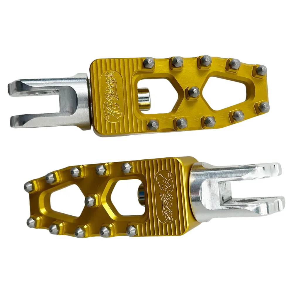 TC Bros. Pro Series Gold MX Lite Rider Foot Pegs for 2018-newer Harley Softail & Pan America