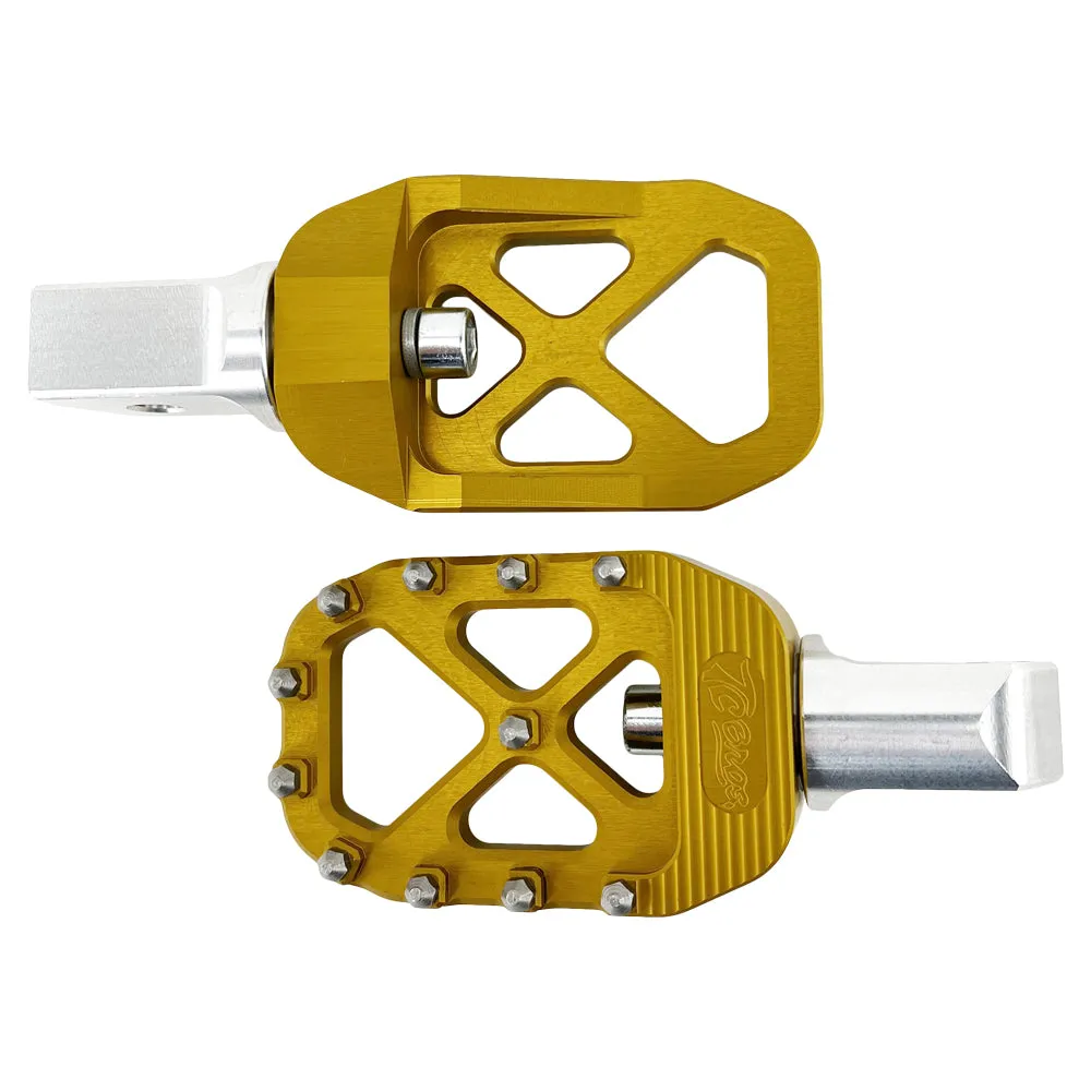 TC Bros. Pro Series Gold MX Passenger Foot Pegs for 2018-newer Harley Softail & Pan America