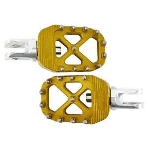 TC Bros. Pro Series Gold MX Rider Foot Pegs for 2018-newer Harley Softail & Pan America