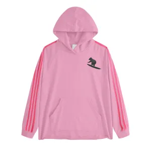 Teddy Rip (Pink)Streetwear Unisex Heavyweight 440G Three Bar Contrast Raglan Hoodie