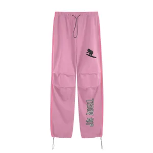 Teddy Rip (Pink)Streetwear Unisex Heavyweight 440G Vintage Three Bar Contrast Wide-Legged Pants