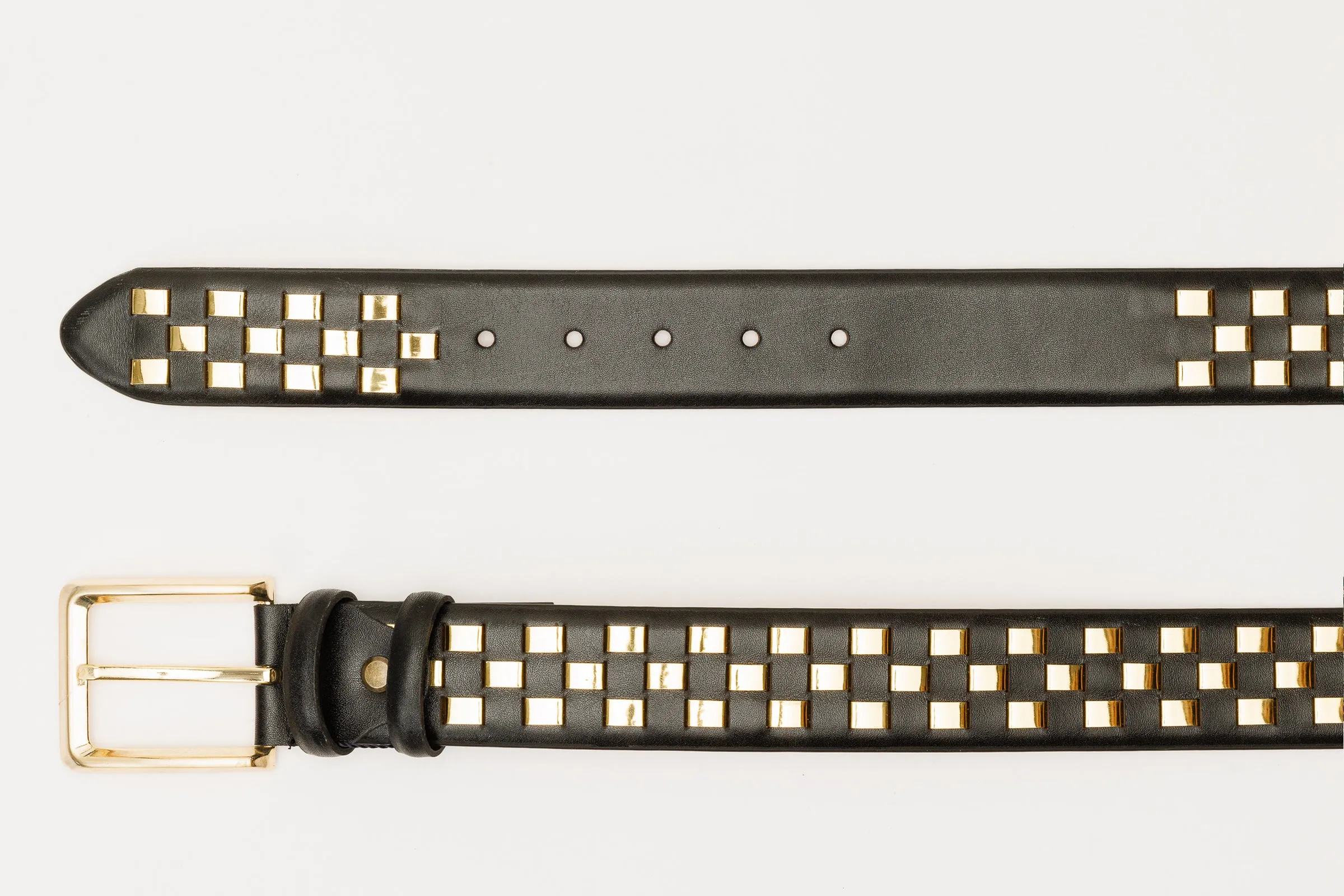 The Mackenzie Black & Gold Woven Leather Belt