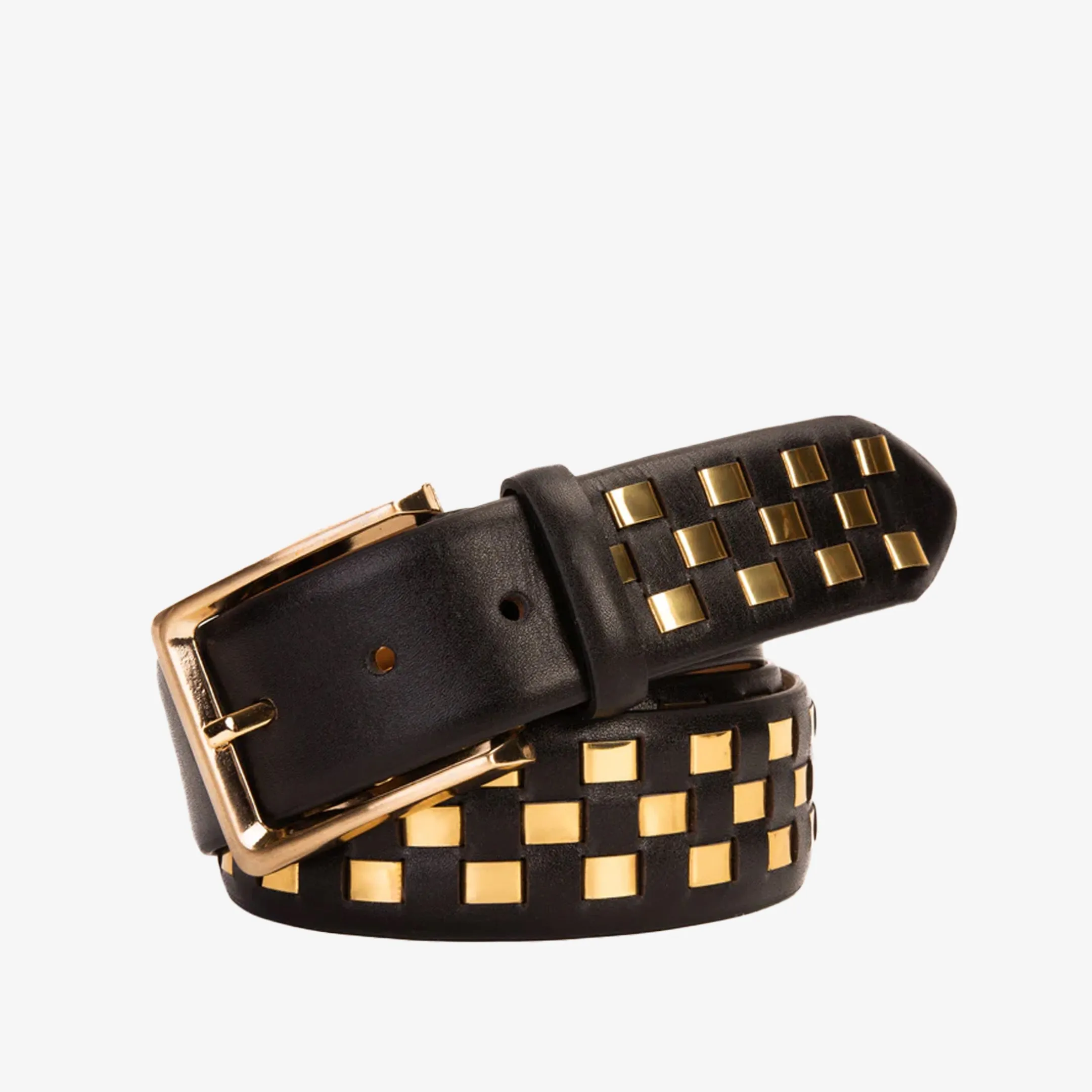 The Mackenzie Black & Gold Woven Leather Belt