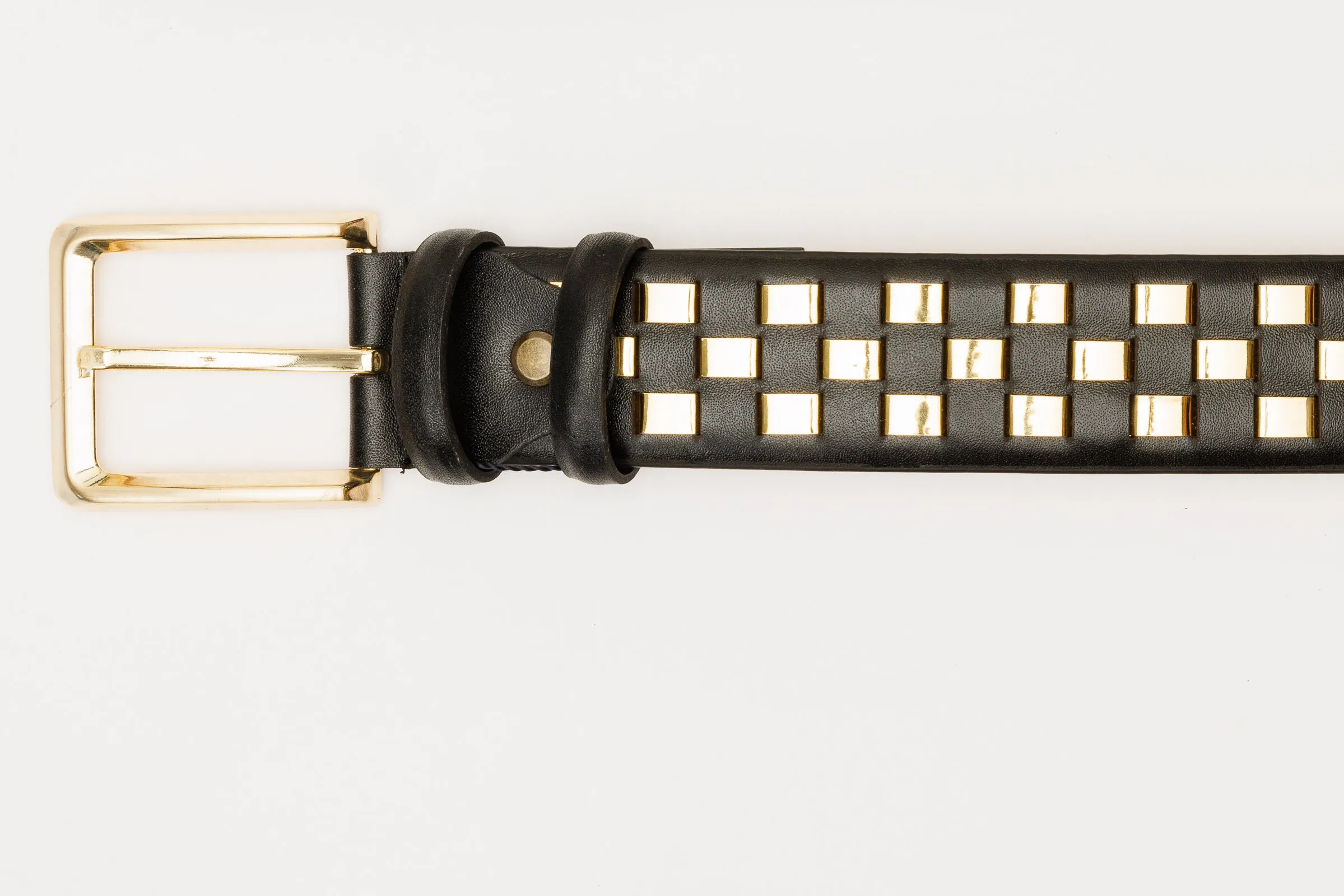 The Mackenzie Black & Gold Woven Leather Belt