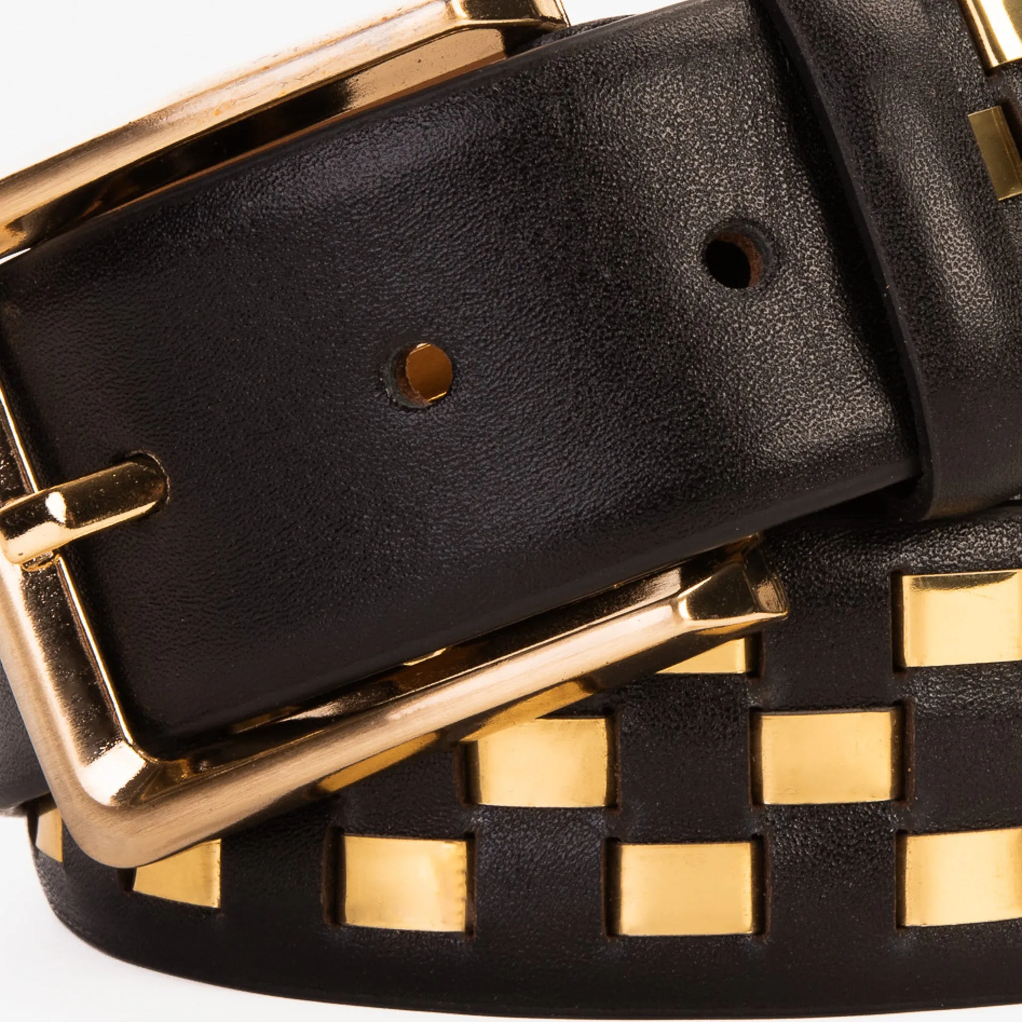 The Mackenzie Black & Gold Woven Leather Belt