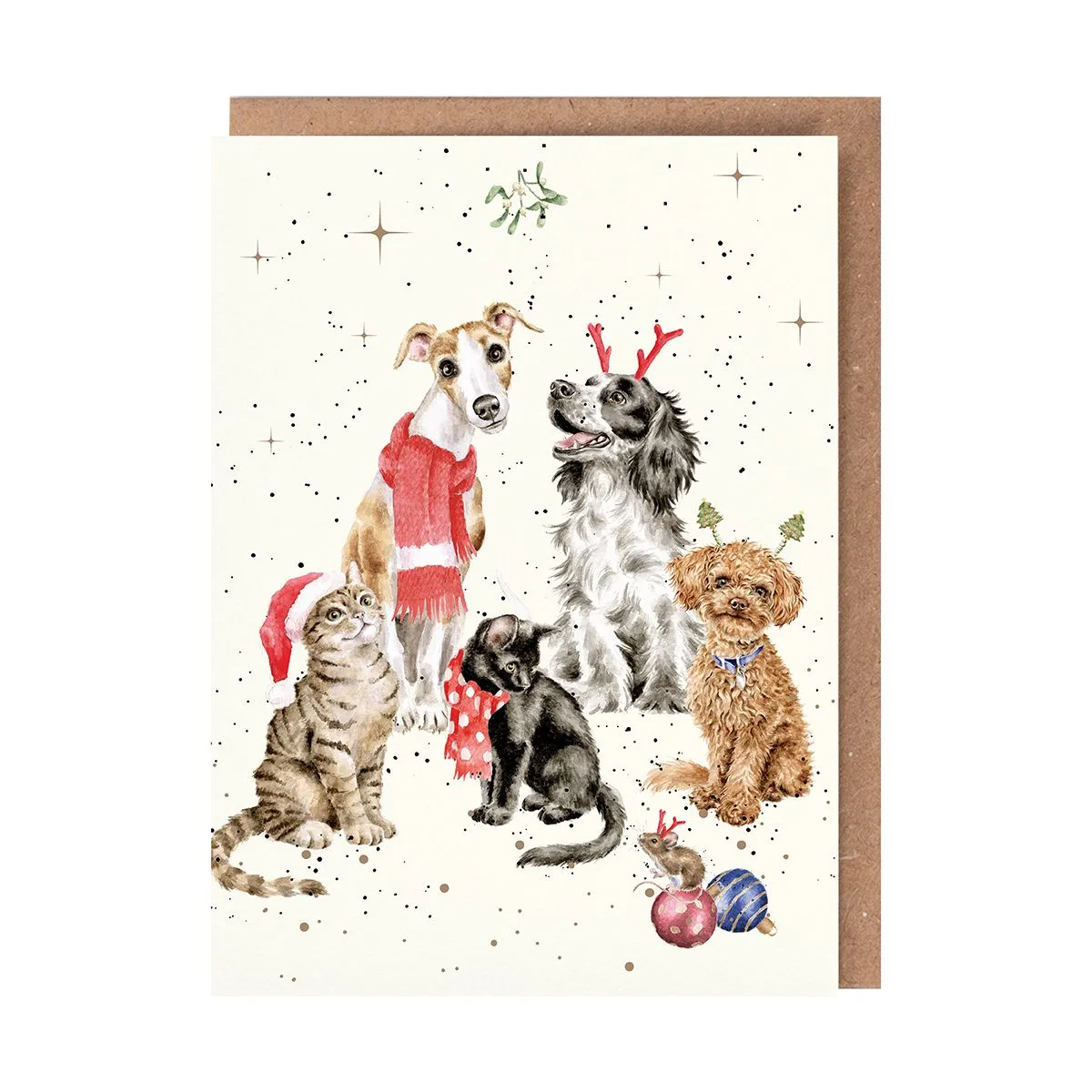 'The Office Party' Dog and Cat Christmas Card