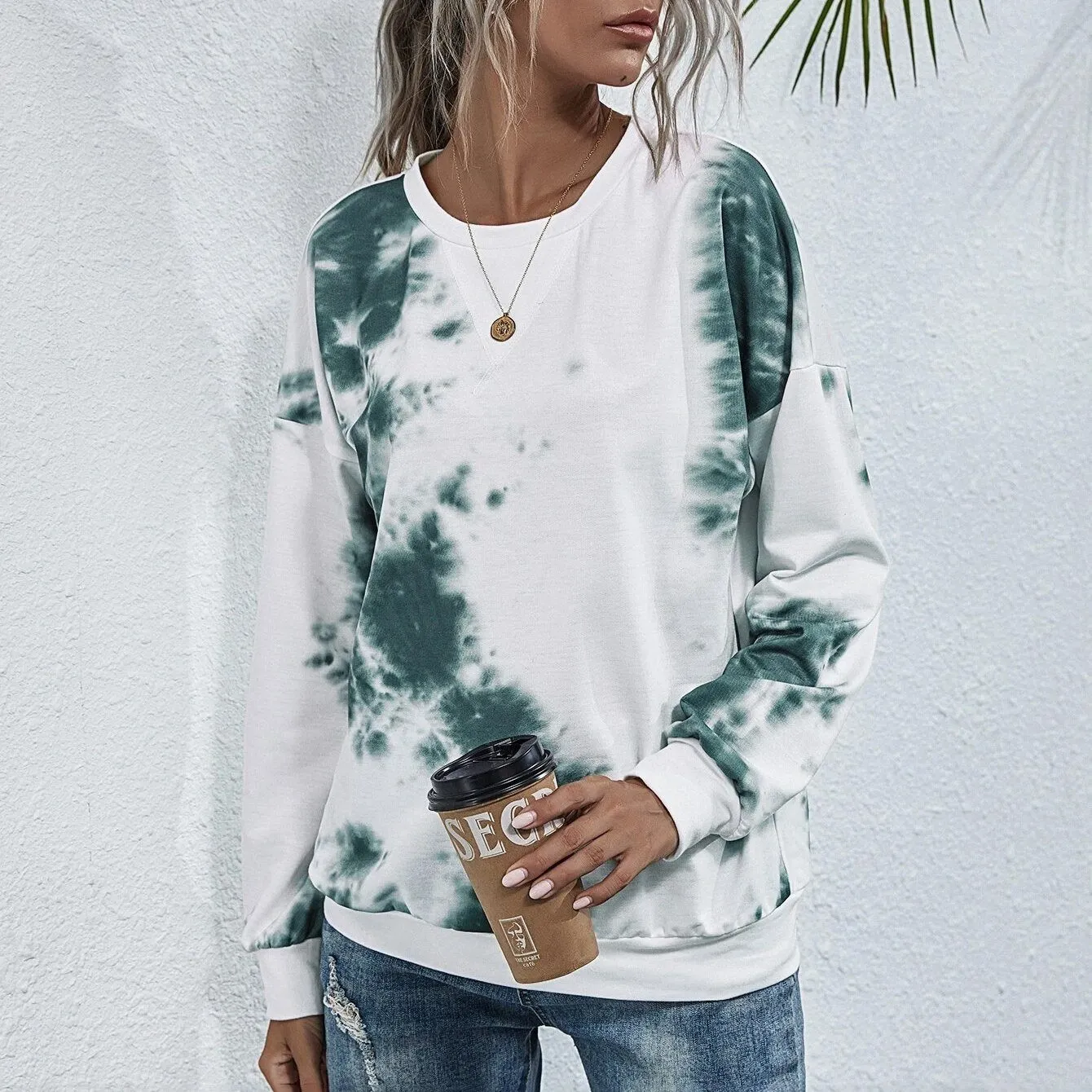 Tie Dye Round Neck Sweatshirt