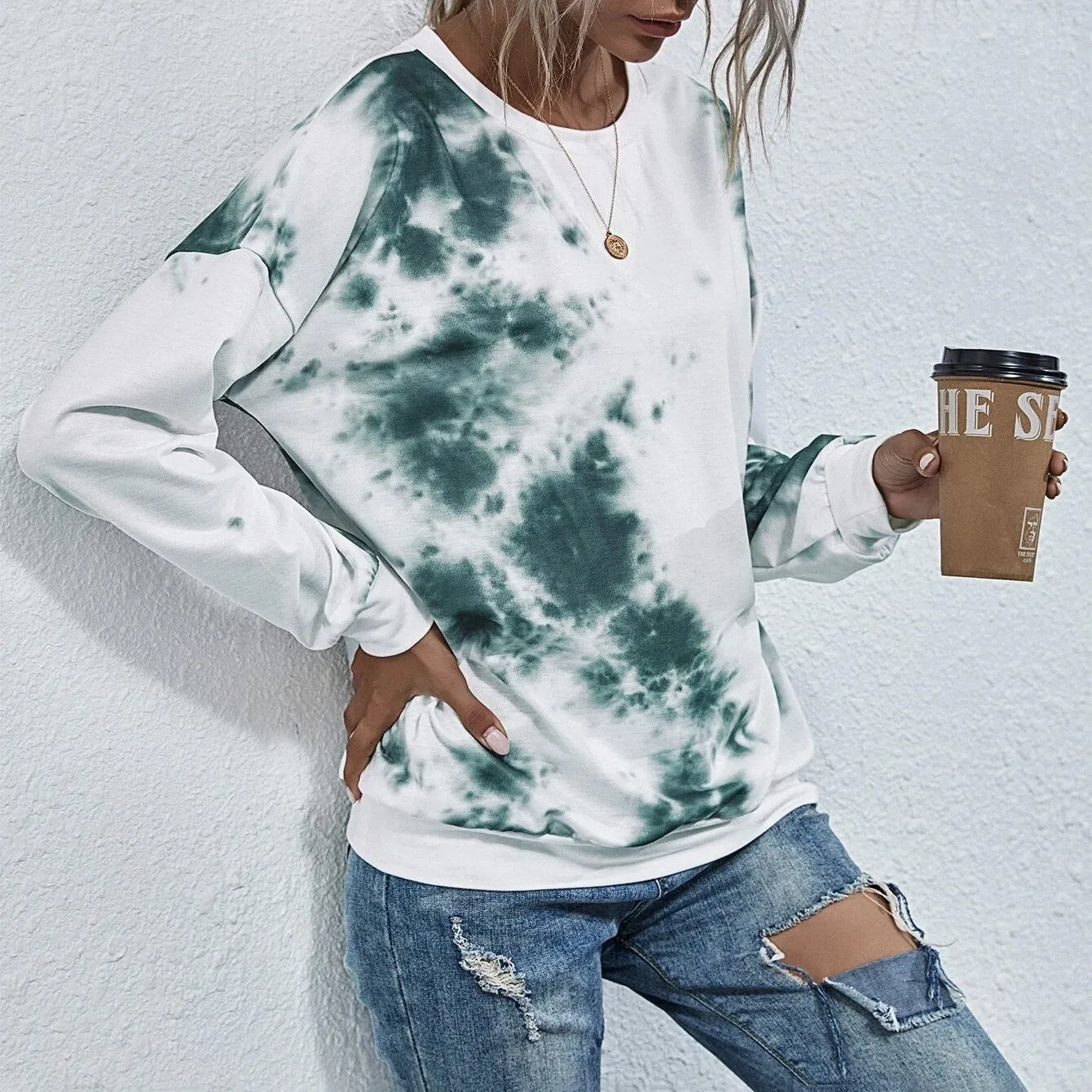 Tie Dye Round Neck Sweatshirt