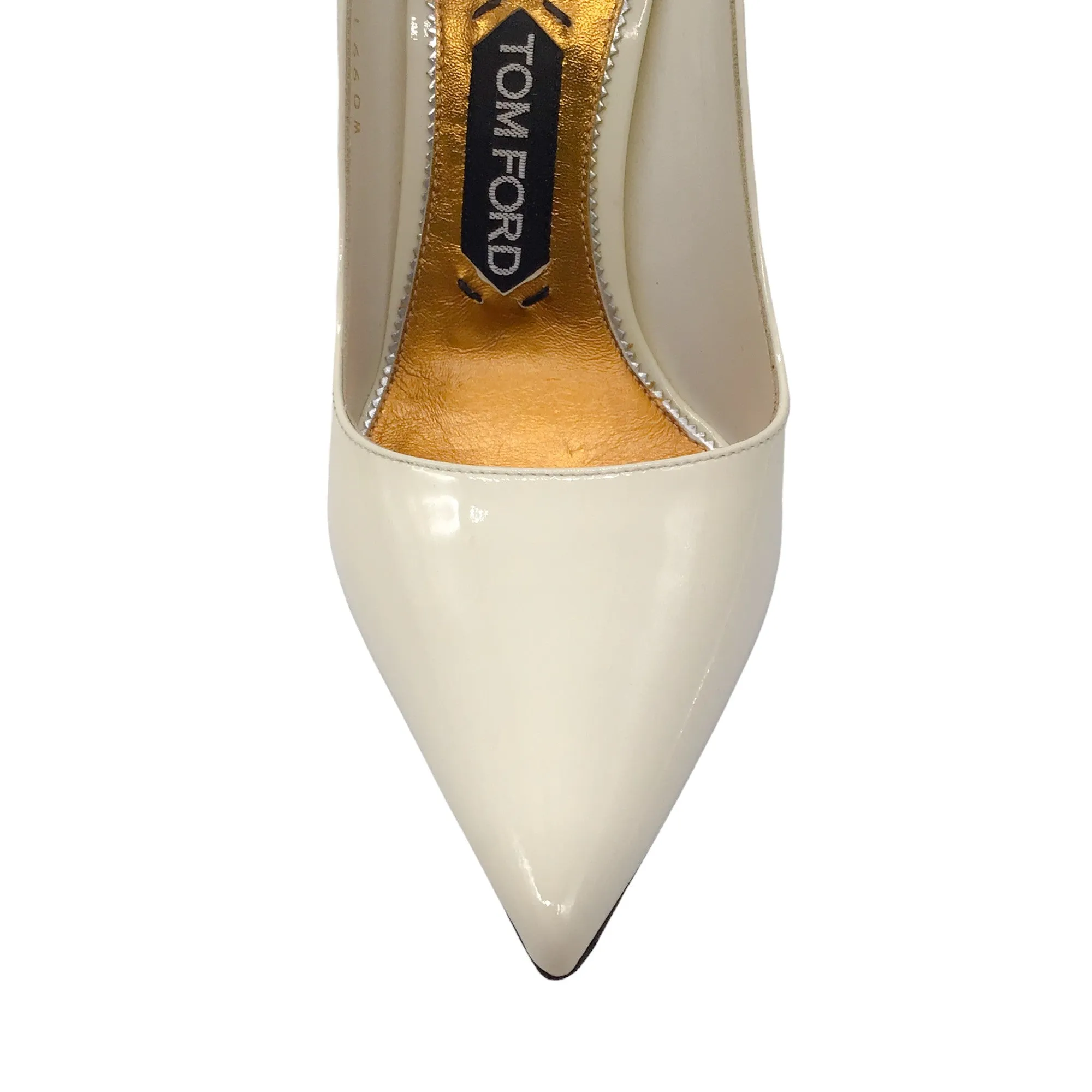 Tom Ford Ivory / Gold Stiletto Heel Patent Leather Pump