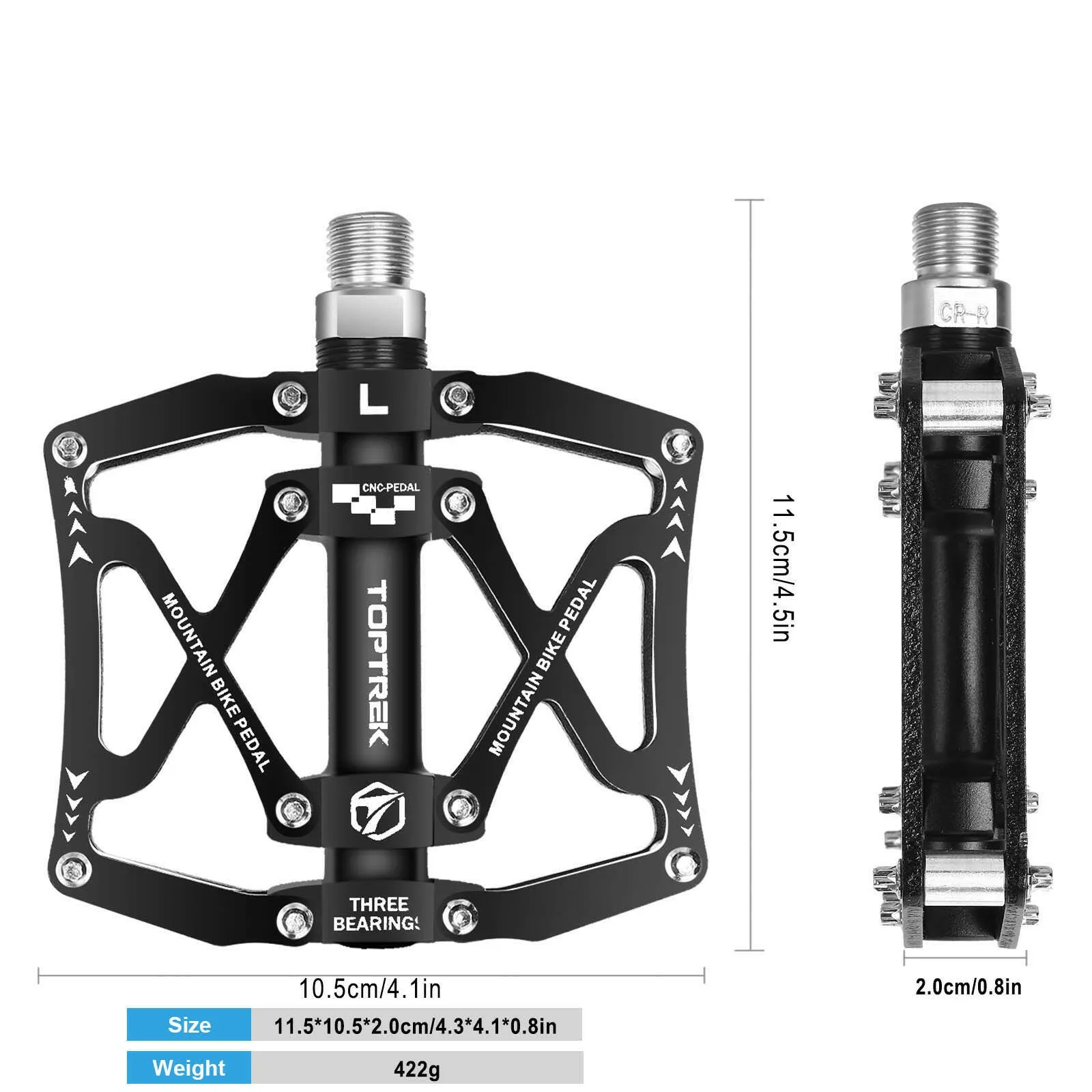 Toptrek 3 Bearings Pedals for Bicycle Ultralight Anti-slip CNC BMX MTB Road Bike Pedal Cycling Plate Clip Cleats Bike Pedals