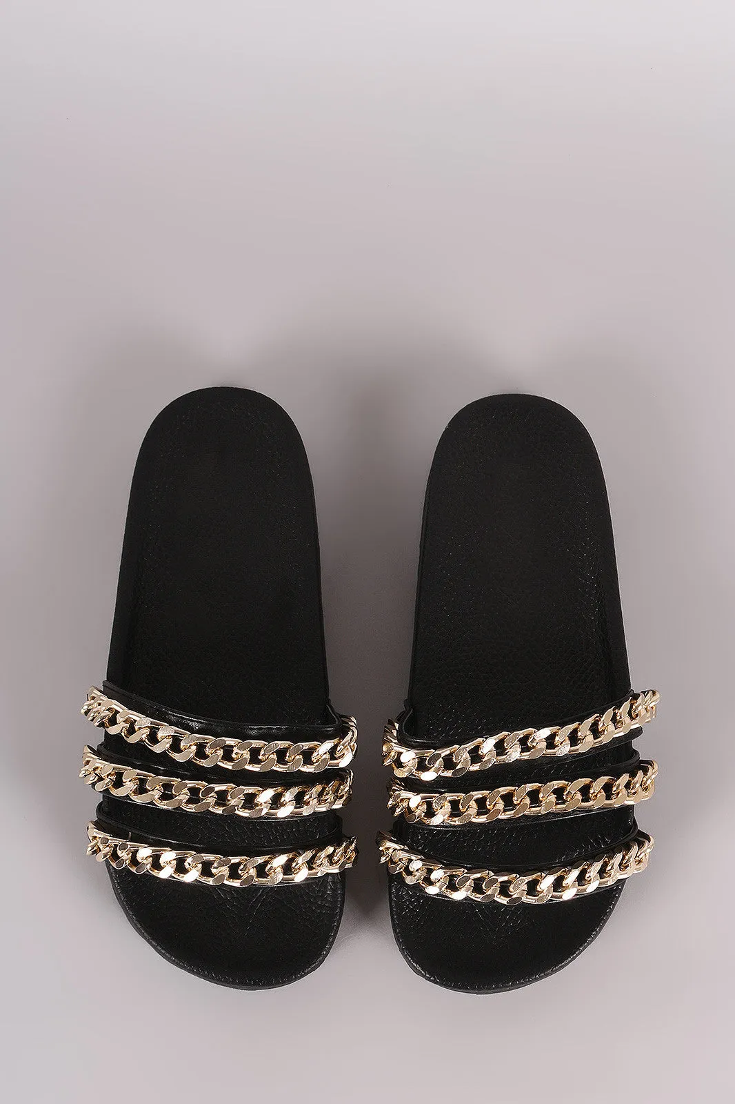 Triple Chain Lug Sole Slide Sandal