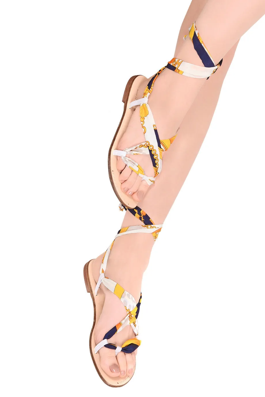 VICKY Printed Ribbon Sandals