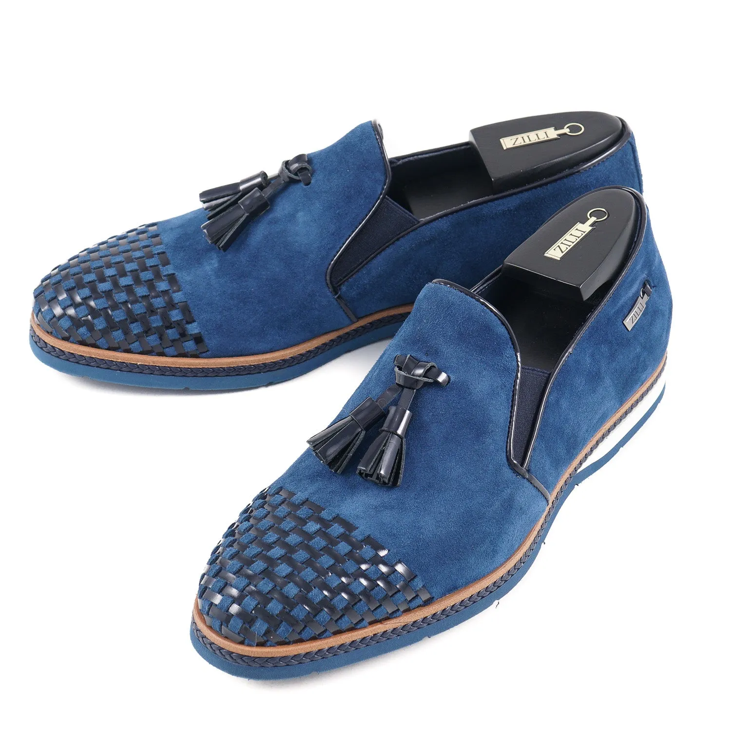 Zilli Suede Tassel Loafer with Woven Detail