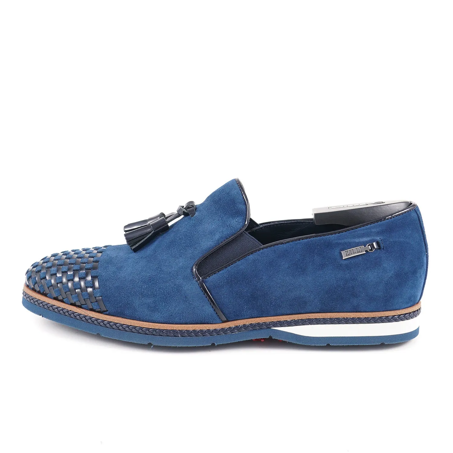 Zilli Suede Tassel Loafer with Woven Detail