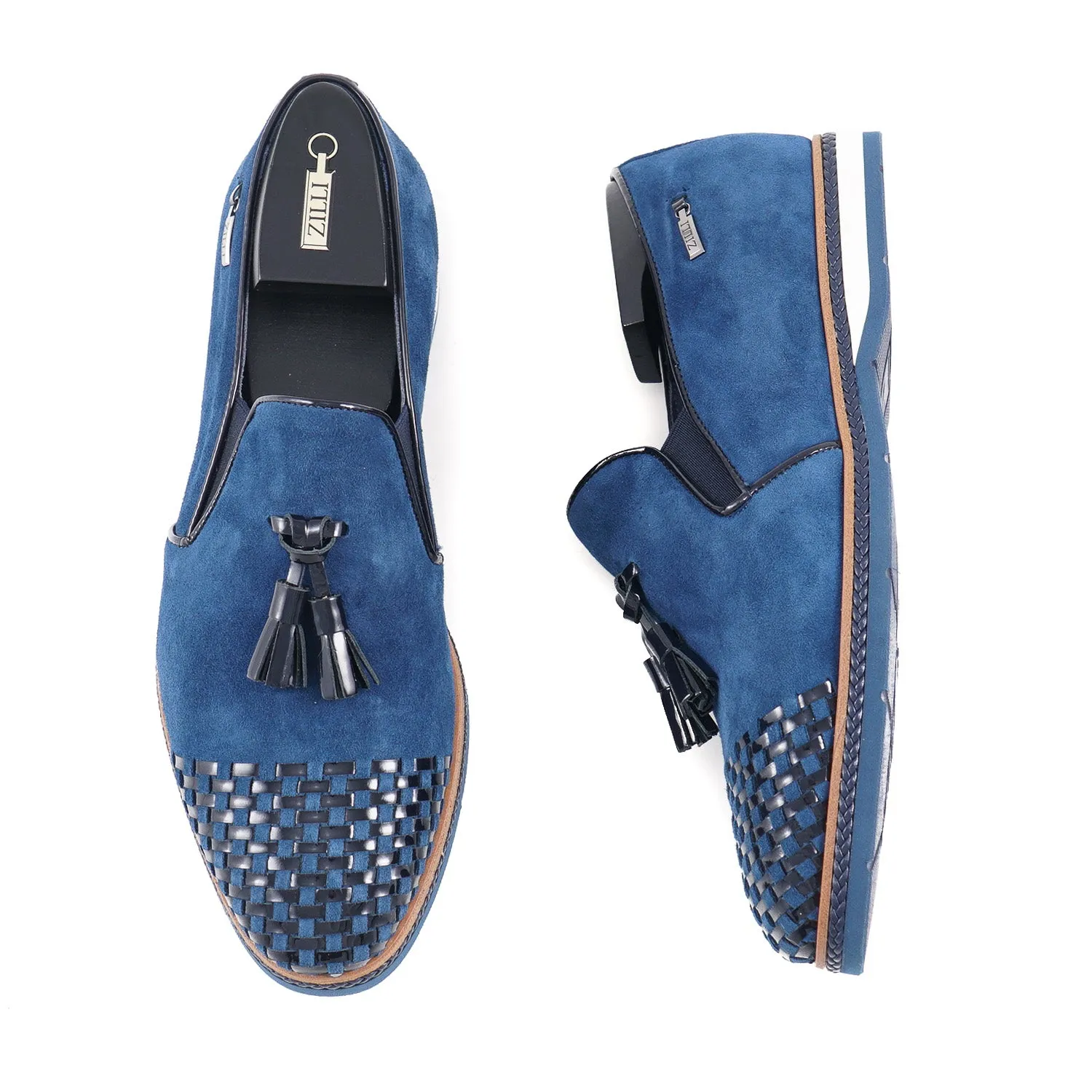 Zilli Suede Tassel Loafer with Woven Detail