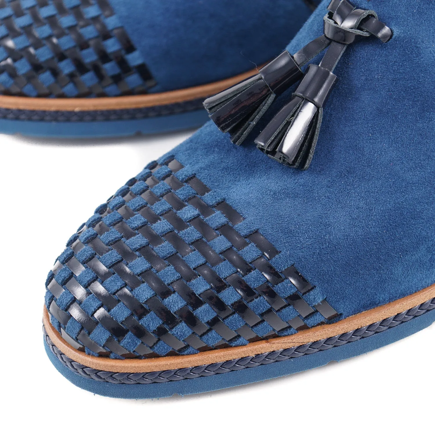 Zilli Suede Tassel Loafer with Woven Detail